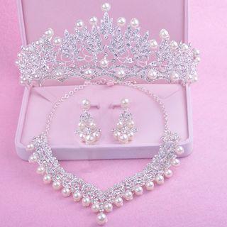 Wedding Tiara / Necklace / Earrings / Set: Wedding Tiara + Necklace + Earrings