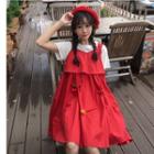 Short-sleeve T-shirt / Mini A-line Pinafore Dress