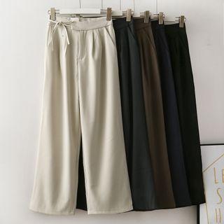 Tie-waistline Straight-cut Pants