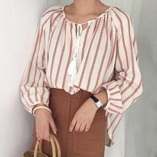 Tasseled Patterned Blouse