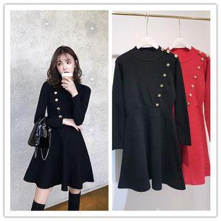 Buttoned Mini Knit Dress