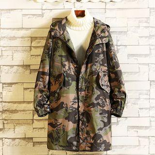 Hooded Camo Zip Coat