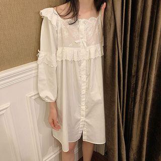 Square-neck Long-sleeve Sleep Dress