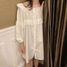 Square-neck Long-sleeve Sleep Dress