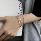 Layered Cross Chain Bracelet Silver - One Size