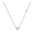 925 Sterling Silver Love Bow Knot Diamond Solitaire Necklace (16) (0.005ct)