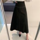 Band-waist Stitch-trim Maxi Skirt