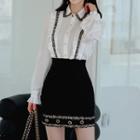 Set: Frill Trim Shirt + Mini Skirt