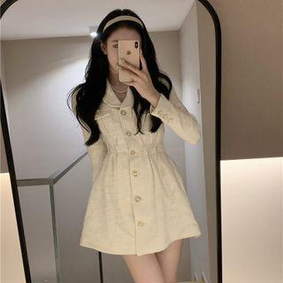 Long Sleeve Single Breasted A-line Dress