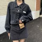 Cropped Denim Top Jacket / A-line Denim Semi Skirt