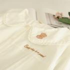 Bear Embroidered Blouse Bear Embroidery - White - One Size