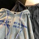 Long-sleeve Lettering Drawstring Hooded Jacket