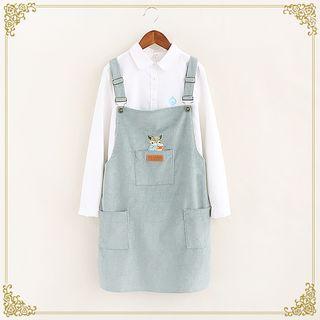 Fox Embroidered Corduroy Dress
