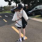 Cartoon Print Short-sleeve Top White - One Size