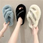 Patterned Fluffy Slide Sandals