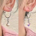 Faux Crystal Asymmetrical Alloy Dangle Earring 2575a - 1 Pair - Hoop Earrings - Silver - One Size