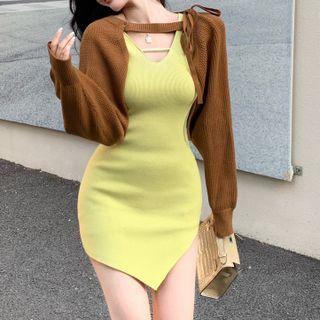 Knit Shrug / Sleeveless Mini Dress