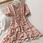 Layered Floral V-neck Dress