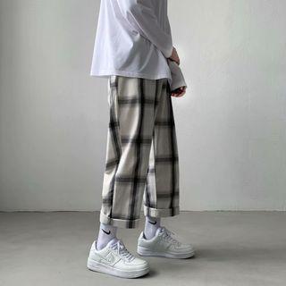 Plaid Loose Fit Cropped Pants