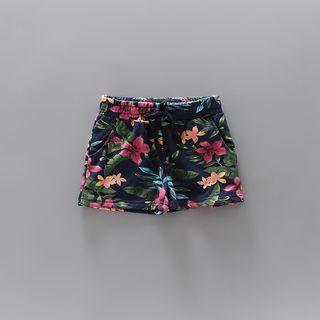 Band-waist Floral Straight Leg Shorts