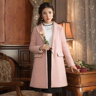 Crochet Trim Embroidery Woolen Coat