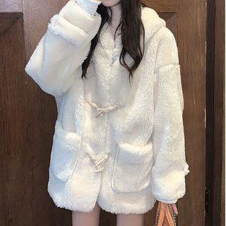 Fleece Toggle Long-sleeve Hooded Jacket