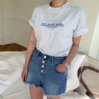 Crewneck Letter Cotton T-shirt