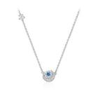 925 Sterling Silver Star Moon Necklace With Blue Austrian Element Crystal Silver - One Size