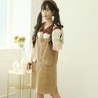 Buttoned Corduroy Overall Dress