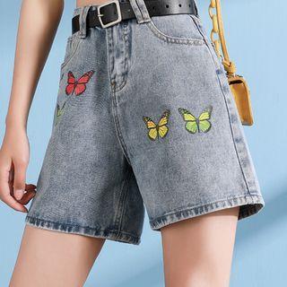 Butterfly Denim Shorts