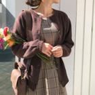 Crew-neck Cardigan Brown - One Size