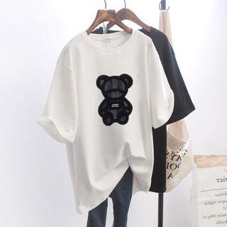 Elbow-sleeve Bear Print T-shirt / Set