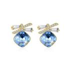 925 Sterling Silve Sparkling Elegant Noble Romantic Sweet Fantasy Blue Butterfly Earrings With Austrian Element Crystal Silver - One Size