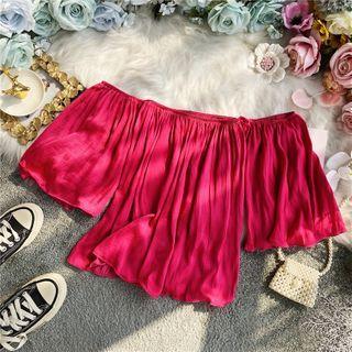 Off-shoulder Plain Chiffon Blouse
