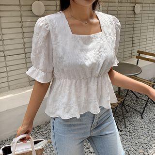 Square-neck Textured A-line Top