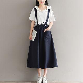 A-line Midi Suspender Skirt