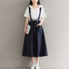 A-line Midi Suspender Skirt