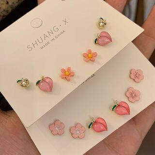 3 Pair Set: Peach / Flower Alloy Earring (various Designs)