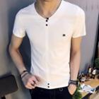 Linen Cotton Panel Short-sleeve T-shirt