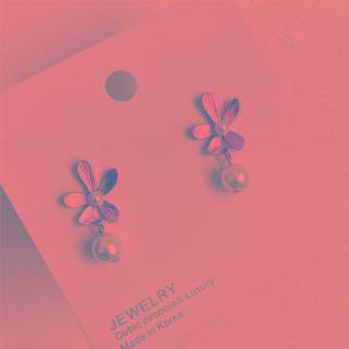 Alloy Flower Faux Pearl Dangle Earring 1 Pair - Stud Earring - One Size