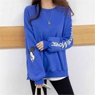 Mickey Mouse Print Napped Pullover