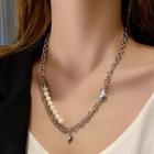 Faux Pearl Stainless Steel Necklace X711 - Silver - One Size