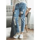 Patch Straight-cut Jeans