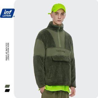 Patchwork Half-zip Loose Pullover