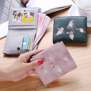 Bird Embroidered Short Wallet
