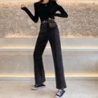 Set: Straight Leg Jeans + Waist Bag