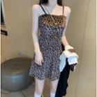 Spaghetti Strap Leopard Print Dress Leopard - One Size