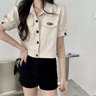 Short-sleeve Denim Cargo Top
