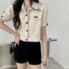 Short-sleeve Denim Cargo Top