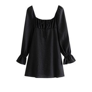 Bow Detail Long-sleeve Mini Shift Dress